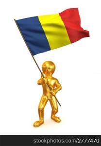 Men with flag. Romania. 3d