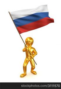 Men with flag. Russia. 3d