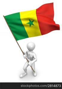 Men with flag. Senegal. 3d