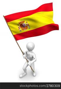 Men with flag. Spain. 3d