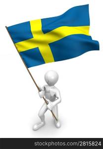 Men with flag. Sweden. 3d