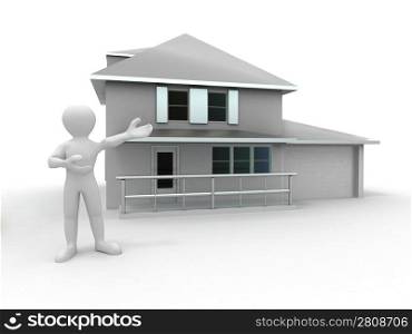 Men with house. 3d