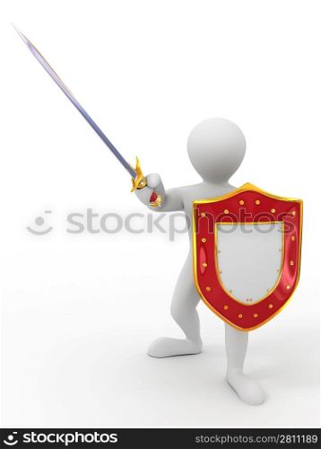 Men with shield and sword. 3d