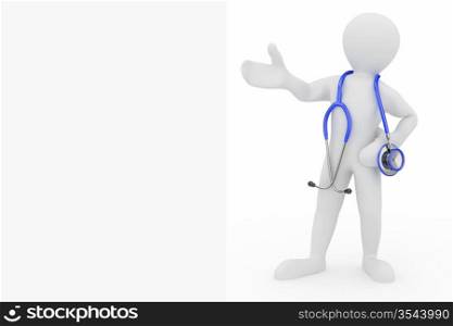 Men with stethoscope on white isolated background. 3d