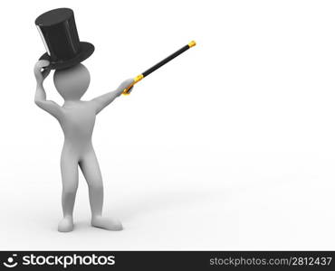 Men with stick and hat. 3d
