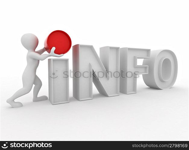 Men with text info on white isolated background. 3d