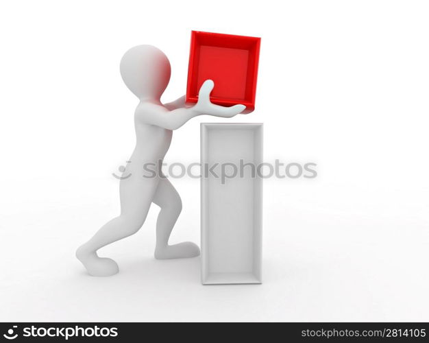 Men with text info on white isolated background. 3d