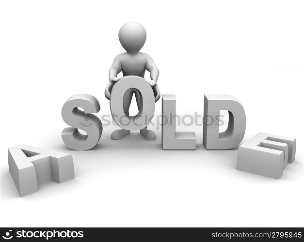 Men with text sold. 3d