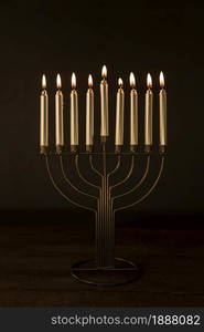 menorah with golden burning candles . Resolution and high quality beautiful photo. menorah with golden burning candles . High quality and resolution beautiful photo concept