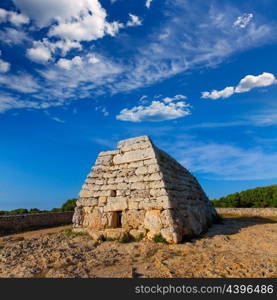 Menorca Ciutadella Naveta des Tudons megalithic chamber tomb In Balearic islands