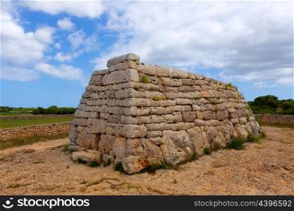 Menorca Ciutadella Naveta des Tudons megalithic chamber tomb In Balearic islands
