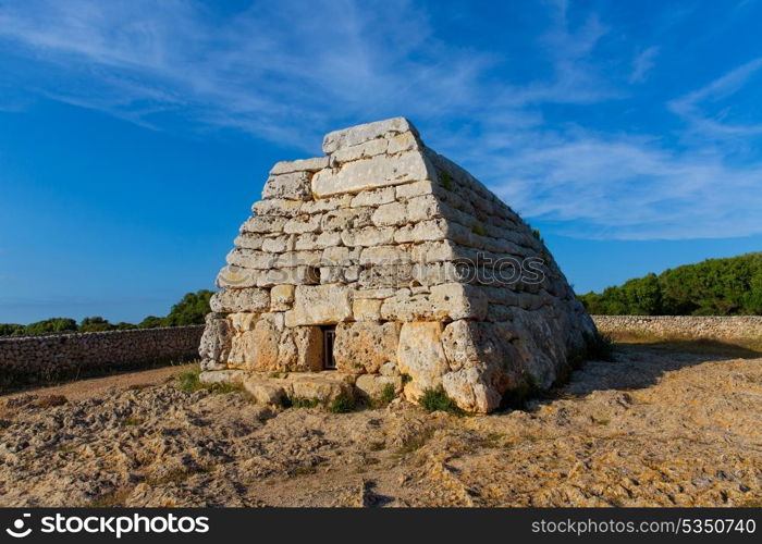 Menorca Ciutadella Naveta des Tudons megalithic chamber tomb In Balearic islands