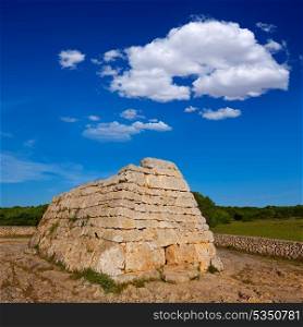 Menorca Ciutadella Naveta des Tudons megalithic chamber tomb In Balearic islands