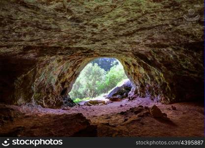 Menorca Cova Polida cave in es Mitjorn at Balearic islands of Spain