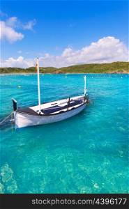 Menorca Es Grau clean port with llaut boats in Balearic Islands