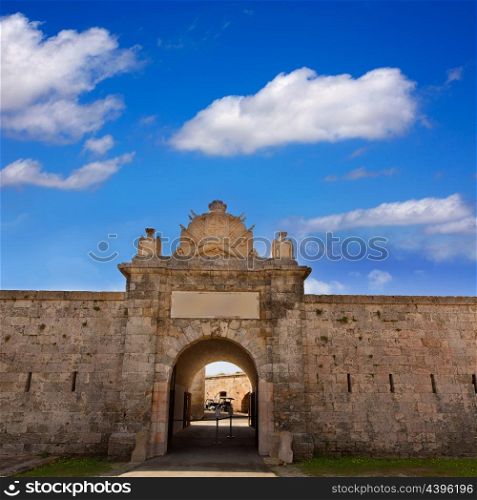 Menorca La Mola Castle fortress door in Mahon at Balearic islands