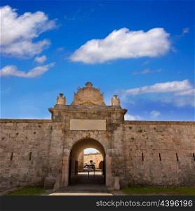 Menorca La Mola Castle fortress door in Mahon at Balearic islands