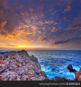 Menorca Punta Nati sunset in Ciutadella Balearic Islands at Mediterranean sea