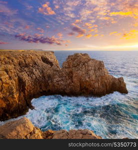 Menorca Punta Nati sunset in Ciutadella Balearic Islands at Mediterranean sea