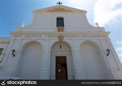 Menorca Sant Lluis San Luis white mediterranean church in Balearic islands