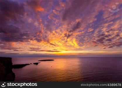 Menorca sunset in Cap de Caballeria cape at Balearic Islands es Mercadal
