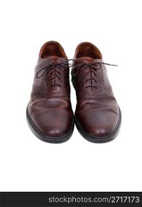 Mens comfortable brown leather loafers ready to be worn - path included