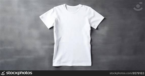 Mens white blank t shirt with short sleeve. Shirt mockup on grey background
