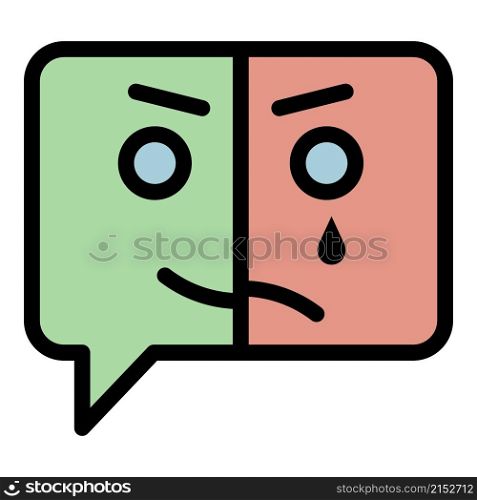 Mental disease chat icon. Outline mental disease chat vector icon color flat isolated. Mental disease chat icon color outline vector