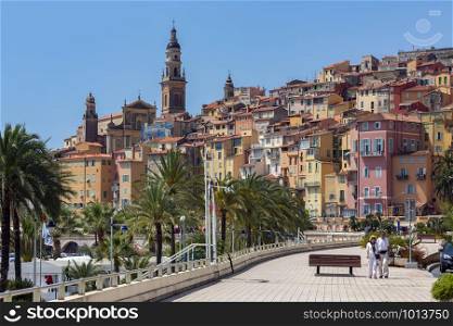 Menton. France. 06.08.12. The tourist resort of Menton on the Cote d&rsquo;Azur in the South of France.