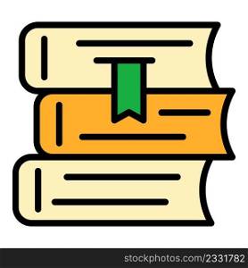 Mentor book stack icon. Outline mentor book stack vector icon color flat isolated. Mentor book stack icon color outline vector