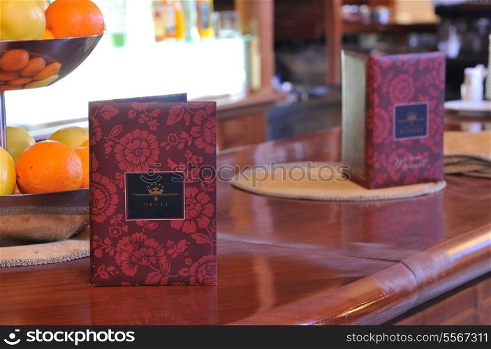 menu book in luxury restaurant hotel caffee