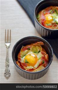 Menu breakfast cups eggs with bacon