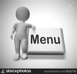 Menu concept icon means list or index of items. Itemization of dinner or website contents - 3d illustration
