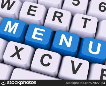 Menu Keys Showing Ordering Food Dishes Online