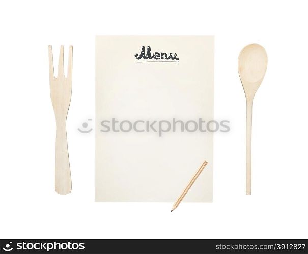 Menu page, isolated on white background