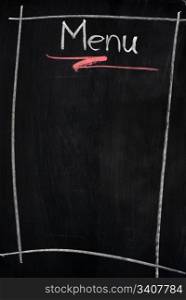 Menu written with chalk on a blackboard