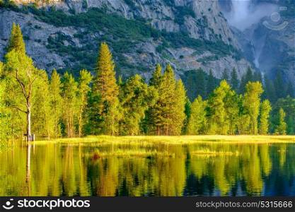 Merced River landscape in Yosemite. California, USA.