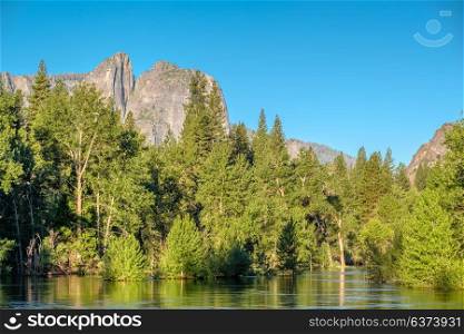 Merced River landscape in Yosemite. California, USA.