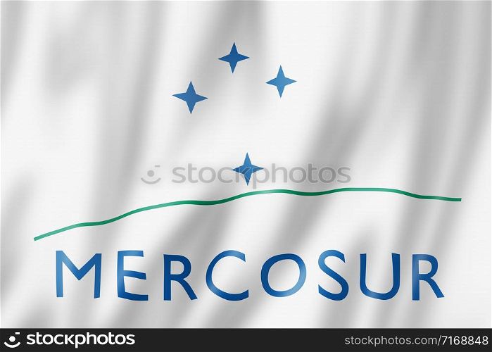Mercosur flag, Southern Common Market. 3D illustration. Mercosur flag, Southern Common Market