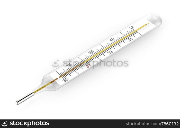 Mercury thermometer on white background