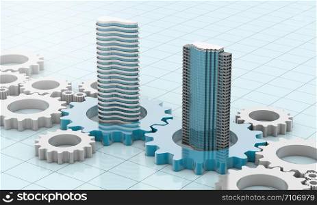 merger and acquisition business concepts, join company on cogwheel pieces, 3d render
