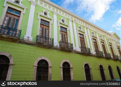 Merida city colorful facades of Yucatan in Mexico