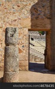 Merida in Badajoz Roman amphitheater at Spain by via de la Plata way