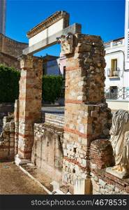 Merida in Badajoz Roman ruins at Spain by Via de la Plata way