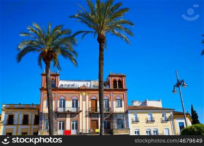 Merida in Spain Plaza de Espana square at Badajoz Extremadura by via de la Plata way