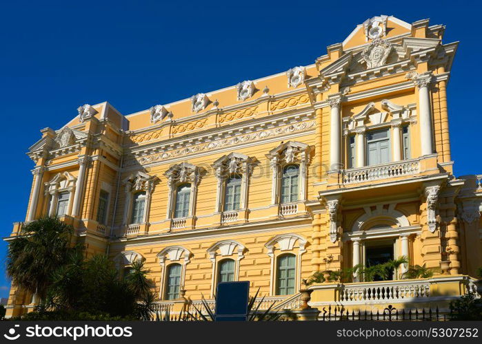 Merida yellow facade in Paseo Montejo of Yucatan in Mexico