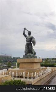 Mermaid statue (Warszawska Syrenka) symbol of Warsaw on Vistula River