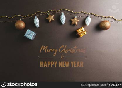 Merry Chrismas and Happy New Year, chrismas ball hanging on the background