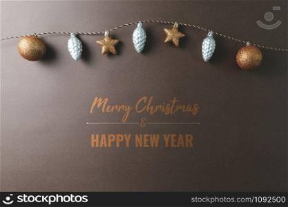 Merry Chrismas and Happy New Year, chrismas ball hanging on the background