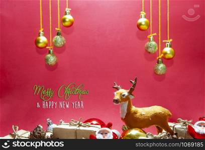Merry Christmas and happy holidays with balls ornaments. Christmas family traditions.
